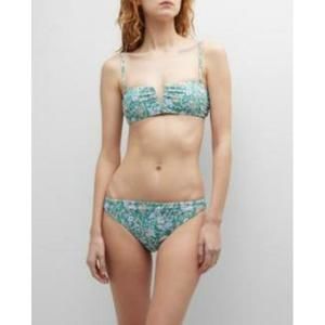 Veronica Beard Floral-Print Bandeau Bikini Top and Cheeky Bottoms Multicolor S